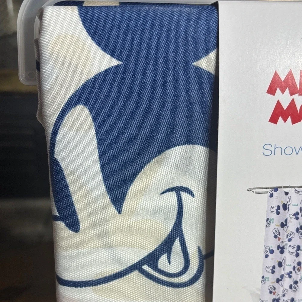 Disney Mickey Mouse Bathroom Set: Shower Curtain Brush Holder Soap Dispenser NEW